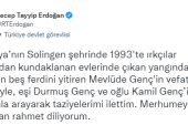 Cumhurbaşkanı Erdoğan’dan Mevlüde Genç için taziye mesajı