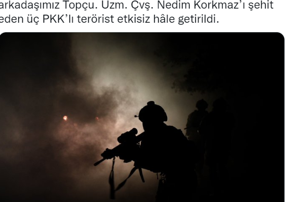1 askerimizi şehit eden 3 PKK’lı terörist etkisiz hale getirildi