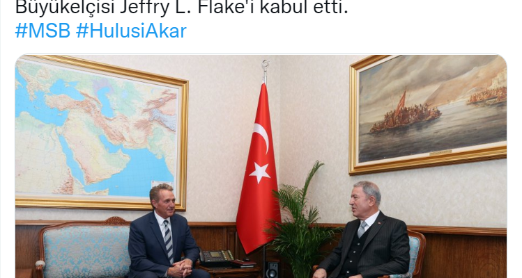 Bakan Akar, ABD Ankara Büyükelçisi Flake ile görüştü