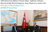 Bakan Akar, İngiltere Ankara Büyükelçiliği Maslahatgüzarı Sharma’yı kabul etti