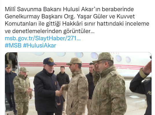 Bakan Akar ve komuta kademesi sınır hattında