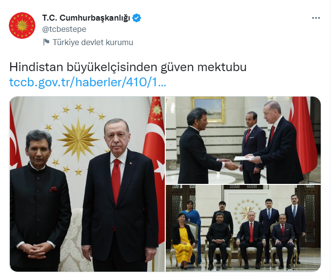 Cumhurbaşkanı Erdoğan, Hindistan Büyükelçisi Paul’u kabul etti