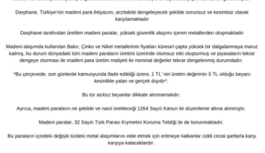 Darphane’den 1 TL açıklaması