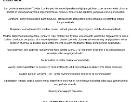 Darphane’den 1 TL açıklaması