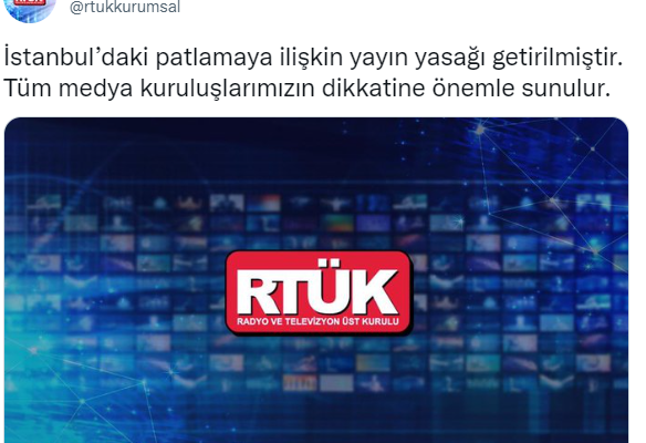 İstiklal Caddesi’ndeki patlamayla ilgili yayın yasağı