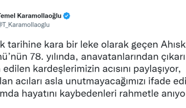 Karamollaoğlu’dan Ahıska Sürgünü’nün 78. yılı mesajı