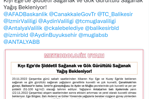 Meterolojiden 6 ile sağanak yağış uyarısı