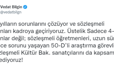 Sözleşmeliye kadro düzenlemesinin kapsamı genişletiliyor
