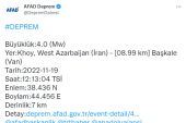 Türkiye-İran sınırında 4 şiddetinde deprem