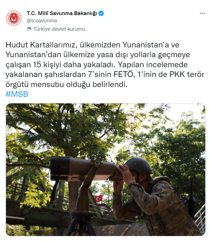 Yunanistan sınırında 15 kişi yakalandı