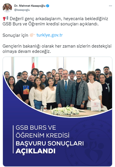 2022- 2023 Burs ve Öğrenim Kredisi sonuçları açıklandı