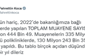 Bakan Koca, 2022 yılında yapılan toplam muayene sayısını açıkladı