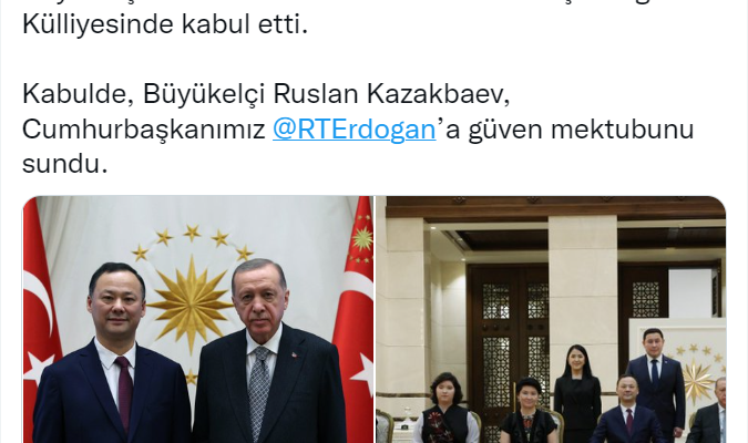 Cumhurbaşkanı Erdoğan, Kırgızistan Büyükelçisi Kazakbaev’i kabul etti