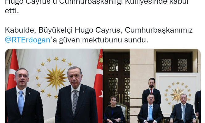 Cumhurbaşkanı Erdoğan, Uruguay Büyükelçisi Cayrus’u kabul etti