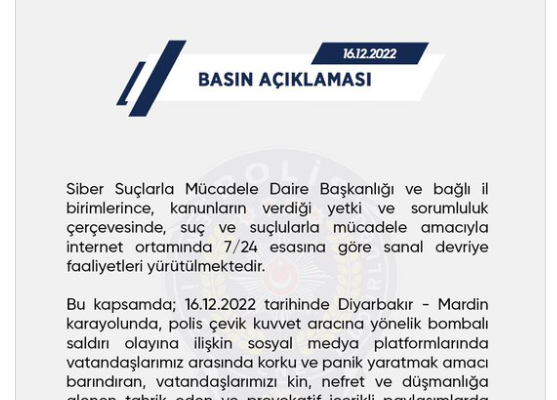 EGM: “Provokatif paylaşım yapan 12 hesap yöneticisinin tespiti yapıldı”