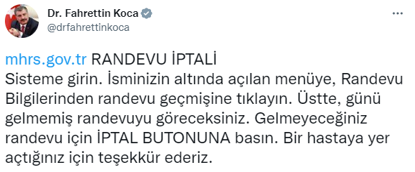 Bakan Koca’dan MHRS açıklaması