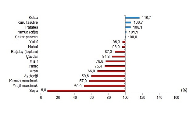 TÜİK: Bitkisel ürünlerde en yüksek yeterlilik derecesi %560,9 ile fındıkta gerçekleşti