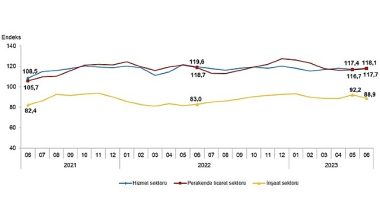 Güven endeksi hizmet ve perakende ticaret sektörlerinde yükselirken inşaat sektöründe düştü