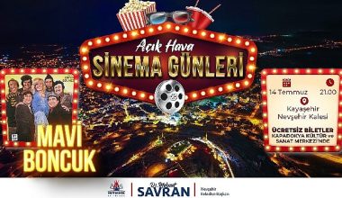 Nevşehir Belediyesi Açık Hava Sinema Günleri için biletler Kültür ve Sanat Merkezi'nde