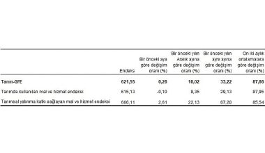 Tarımsal girdi fiyat endeksi (Tarım-GFE) yıllık yüzde 33,22, aylık yüzde 0,26 arttı Tarımsal girdi fiyat endeksi (Tarım-GFE) yıllık yüzde 33,22, aylık yüzde 0,26 arttı