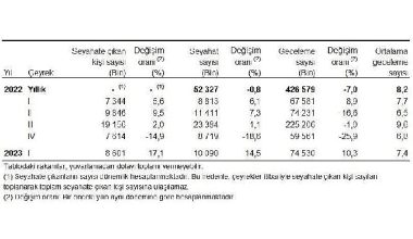 Yurt içinde ikamet eden 8 milyon 601 bin kişi seyahate çıktı