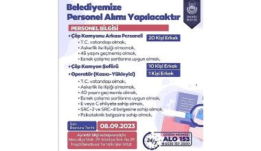 İnegöl Belediyesi 31 Personel Alacak