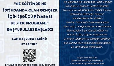 Gençlere günlük 10 Euro harçlık ve makine eğitimi Gençlere günlük 10 Euro harçlık ve makine eğitimi