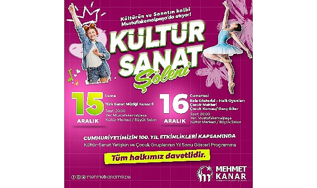 Mustafa Kemal Paşa'da kültür sanat şöleni yaşanacak