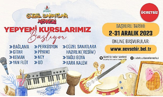 Nevşehir'de güzel sanatlar merkezi 2024 yılı 1 dönem kusları için kayıtlar başladı