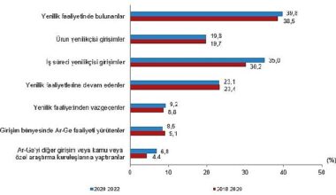 Yenilik faaliyetinde bulunan girişimlerin oranı yüzde 39,8 oldu